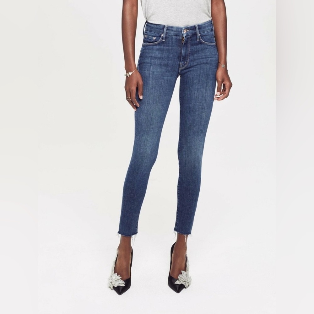 MOTHER Looker Ankle Fray Mid Rise Skinny Jeans Girl Crush 29